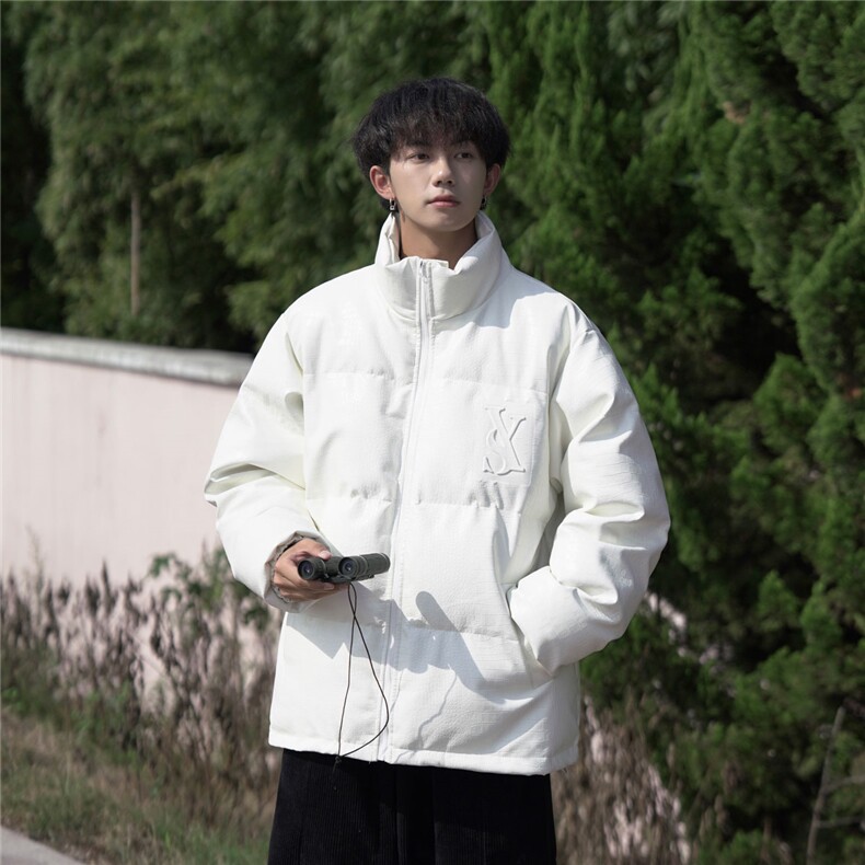 2024机车潮流ins港风宽松美式重磅羽绒棉服PU皮AA170-M850-TP75,男装棉衣,电商A170