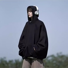 加绒卫衣男连帽2025秋冬新款ing美式宽松纯色潮牌情侣外套男，女装短外套，星座1210-1