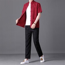 风套装男装2023新款夏季宽松休闲时尚短袖t恤潮流唐装，男装民族服装，电商B212（原钱塘6029）