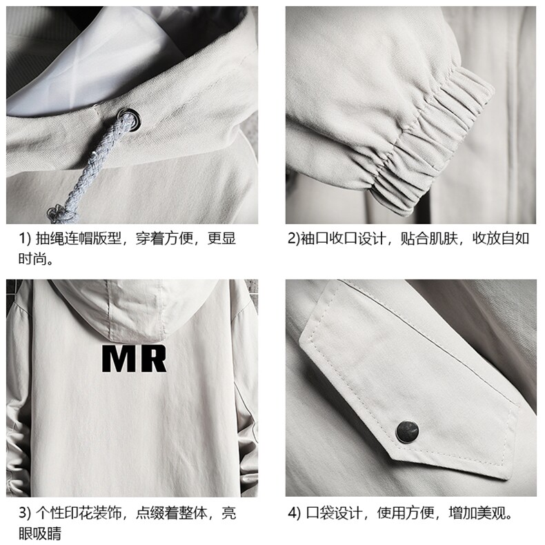 JK41253-P85纯棉连帽夹克男士大码工装男上衣外套网格挂拍,男装夹克,电商A040A