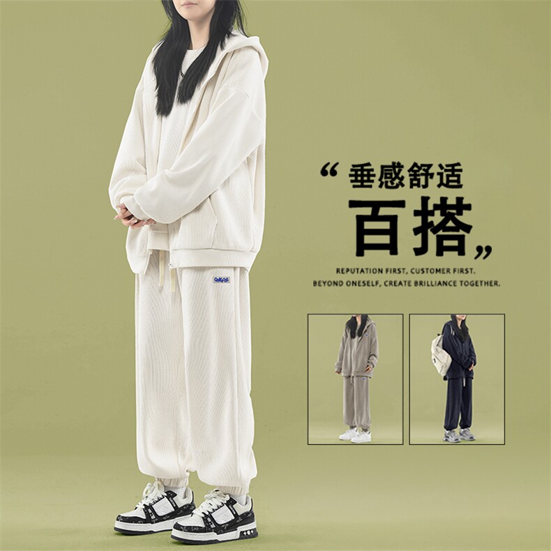 连帽开衫卫衣运动套装潮牌宽松三件套SJT875-特批176加绒特批206,男装卫衣,星座718