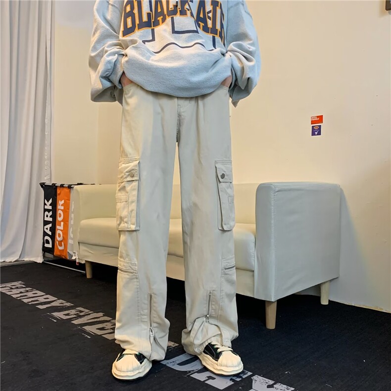 工装裤男潮牌ins日系休闲裤宽松高街百搭直筒阔腿长裤子K953-P55,男装工装外套,星座1008-1