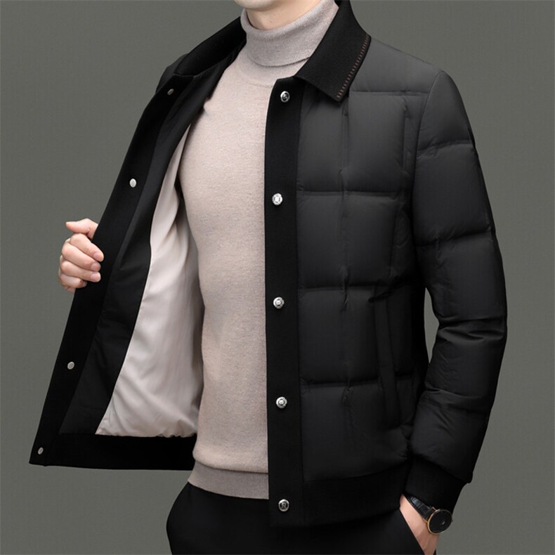 男装羽绒服AE873新款主推针织领摁扣款罗纹袖口,男装羽绒服,钱塘207-1