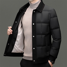 男装羽绒服AE873新款主推针织领摁扣款罗纹袖口，男装羽绒服，钱塘207-1