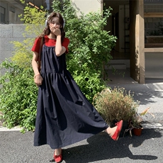 夏日韩系慵懒chic套装女2025新款小个子显瘦吊带裙内搭T恤两件套，女装套装/套裙，2C201