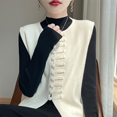 时尚无袖毛衣马甲女秋冬季新款韩版宽松百搭针织背心外套，女装针织衫/毛衣，皓宇羊绒