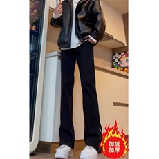 美式微喇牛仔裤加绒直筒裤子高街vibe开叉拉链长裤K8001-P46网图，男装牛仔裤，电商B245