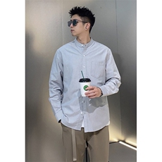 轻熟风立领棉麻衬衫男长袖口袋工装衬衣休闲百搭皱布寸衫CY12，男装衬衫，星座1116A（原606A-3）