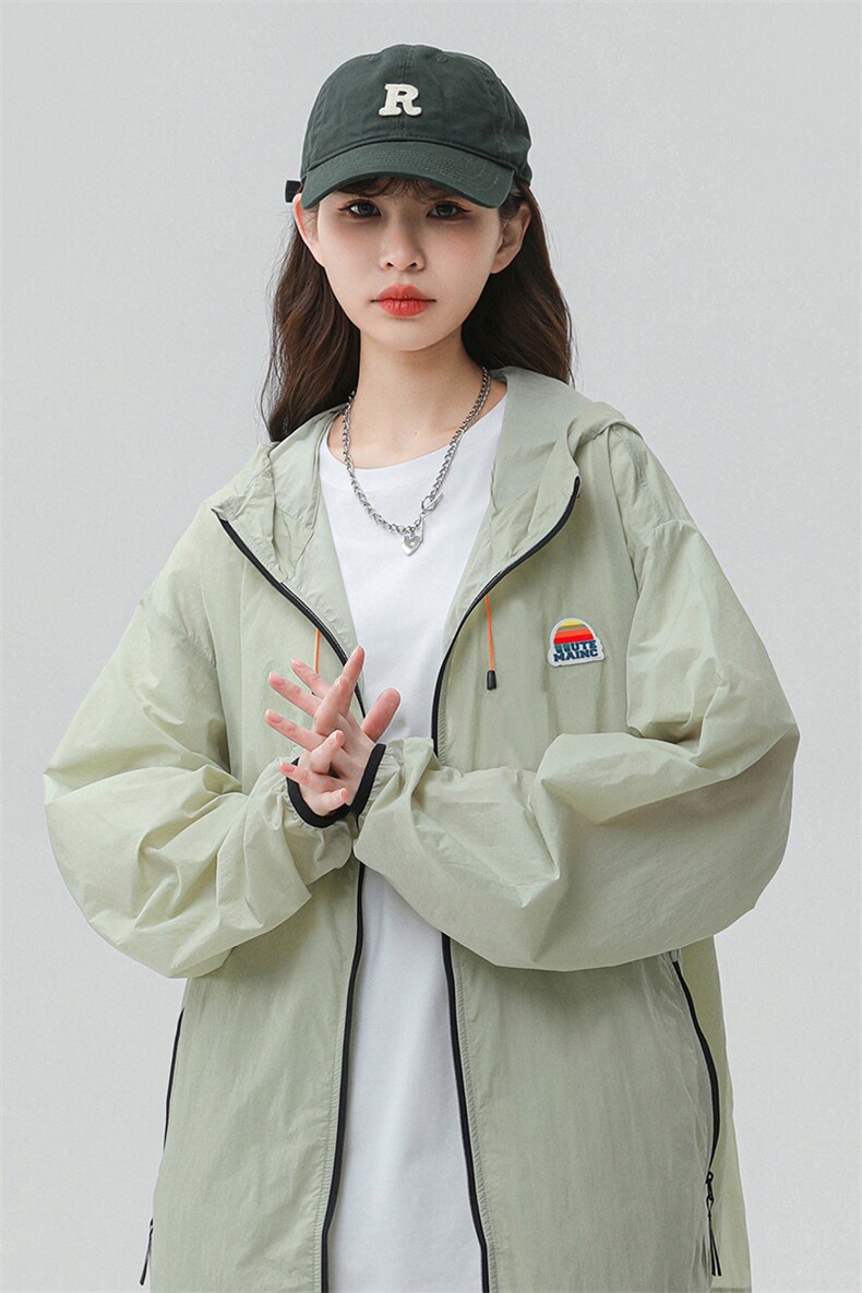 1中性无影墙撞色彩虹硅胶点缀防晒衣女潮牌防晒服FS77001P65控88,男装防晒衣,星座226-2