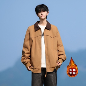 109-M182-P88M-5XL 复古美式纯棉夹克冬季加厚宽松翻领棉衣潮男图片