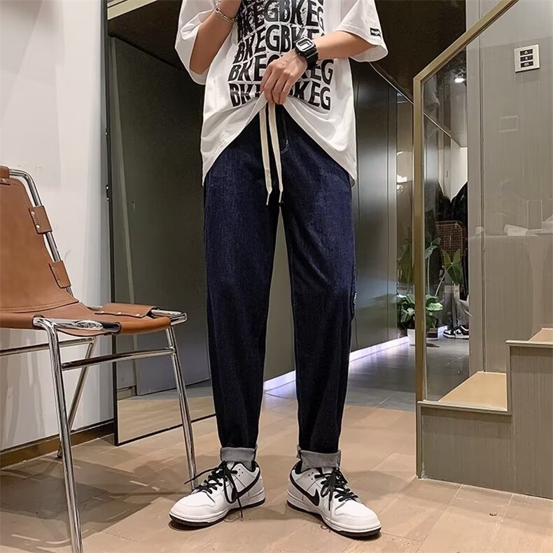 日系宽松微锥形牛仔裤男士百搭水洗N1018P40,男装牛仔裤,星座1116-2