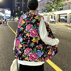 MJ204秋装新款东北大花盘扣马甲大码男女装学生青少年棉衣坎肩潮，男装背心/马甲，星座115A(原星座507）