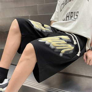 华夫格短裤男运动美式发泡宽松休闲五分中裤HDK234-P25K控38