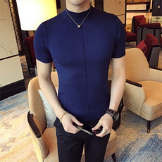 M01/p45针织衫毛衣男早秋男士半高领纯色修身内搭打底衫线衣，男装针织衫/毛衣，电商D303