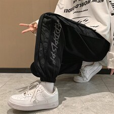 现货拼接束脚男夏季潮牌ins卫裤腰果花休闲长裤 K2007-P32图片