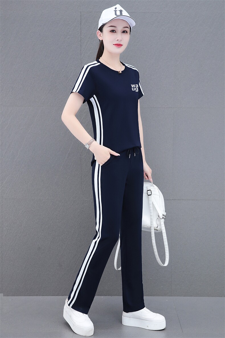 燕颉冰丝短袖运动套装女夏季2023时尚洋气夏天宽松休闲跑步两件套,女装套装/套裙,燕颉服饰