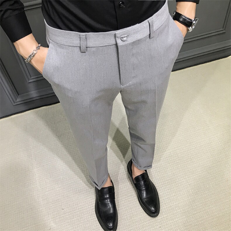 男生四季款长裤西裤纯色黑色K504-P45,男装西裤,星座1012