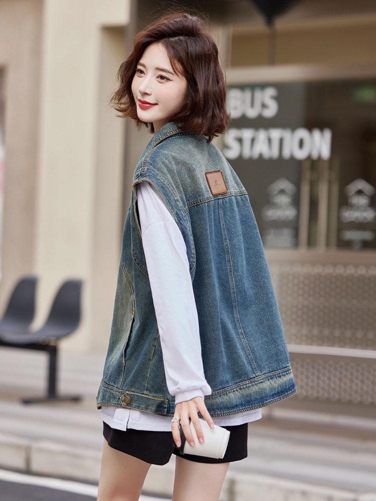 现货数据好2024年秋季牛仔马宽松甲时尚休闲，女装马甲，莜菲儿