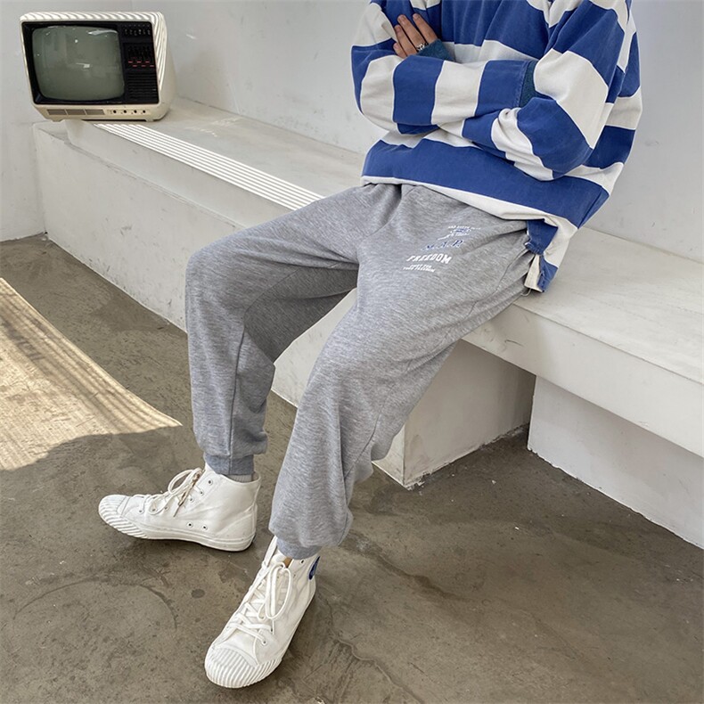 港风休闲裤男韩版印花宽松潮流束脚裤百搭运动卫裤NK03-P50,男装休闲裤,星座1501