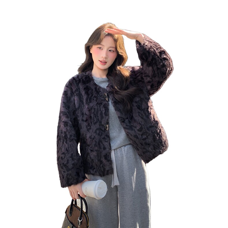 现货当季新款洋气豹纹皮毛一体2C229-86518-P199-K375,女装短外套,2C229