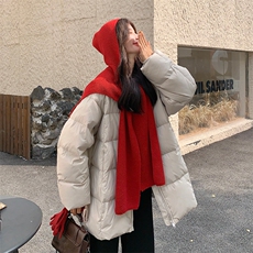 韩系米白色排骨立领羽绒服外套女冬季2025新款巨好看白鸭绒面包服，女装羽绒服，2D012