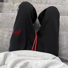 美式复古黑色高街喷白运动休闲裤秋冬加厚卫裤BK25P50，男装休闲裤，星座1116-2