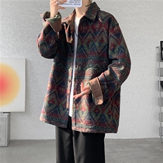 8XL-M复古大码民族风衬衫男款春季加厚粗呢藏式外套CS29001P68，男装民族服装，电商B312