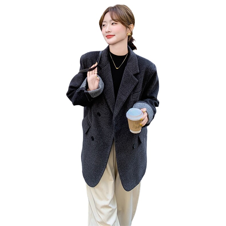 黑色高级感轻熟风90羽绒服女2025冬季新款韩系气质淡人西装外套,女装羽绒服,2C176
