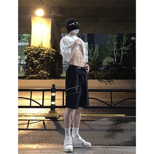 B221 美式ins高街暗黑小众拉链宽松五分裤短裤 LK23061-P50 控68图片