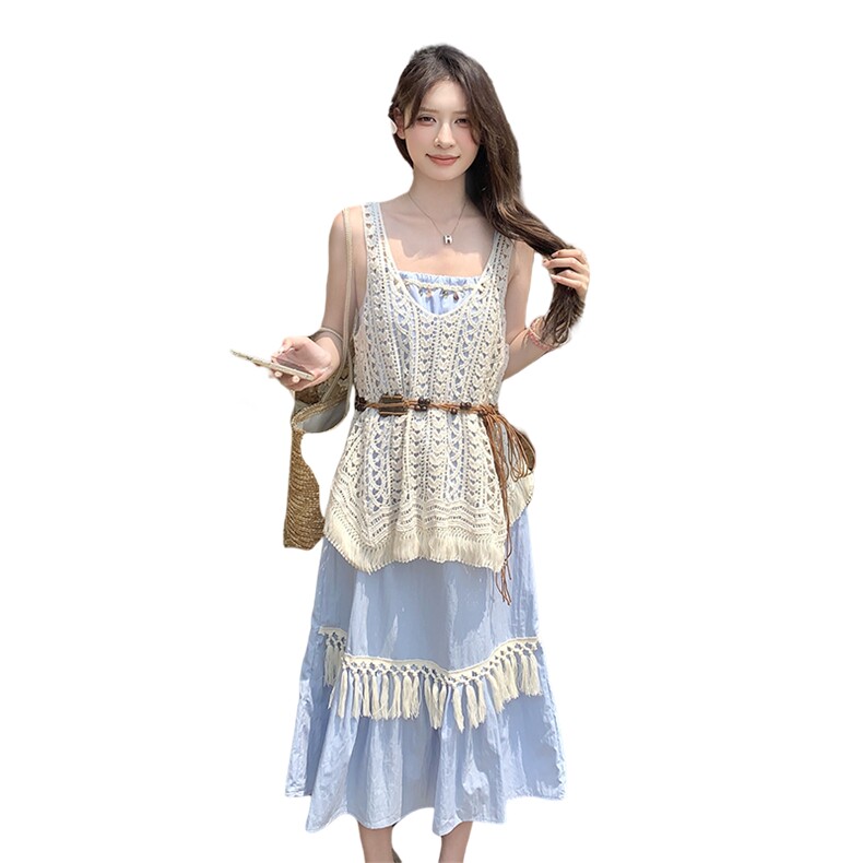 ：夏装新款甜美吊带连衣裙镂空背心两件套2C135-8816P145K218,女装连衣裙,2C135