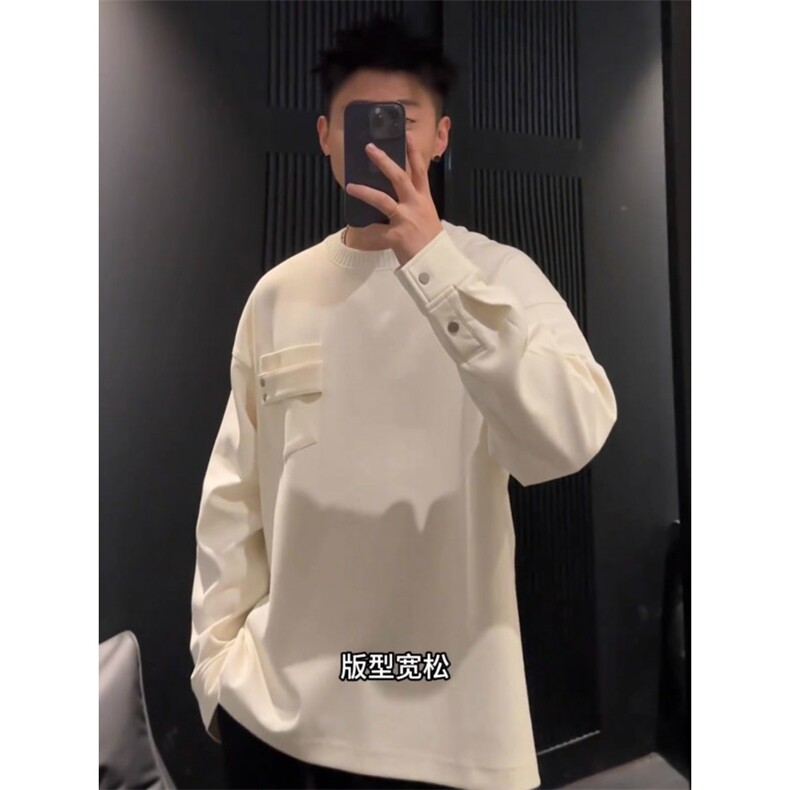 【小雨】美式复古卫衣男款春秋高级感重磅长袖T恤设计感小众外套,男装卫衣,星座215（原电商B249）