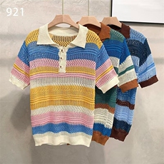 翻领短袖男夏季t恤韩版修身潮流2025针织百搭体恤上衣9211P35，男装针织衫/毛衣，星座410-2