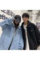 春季港风情侣假两件连帽牛仔夹克男外套帽子可拆卸JK733-P75，男装夹克，星座912-1（原星座914-5）