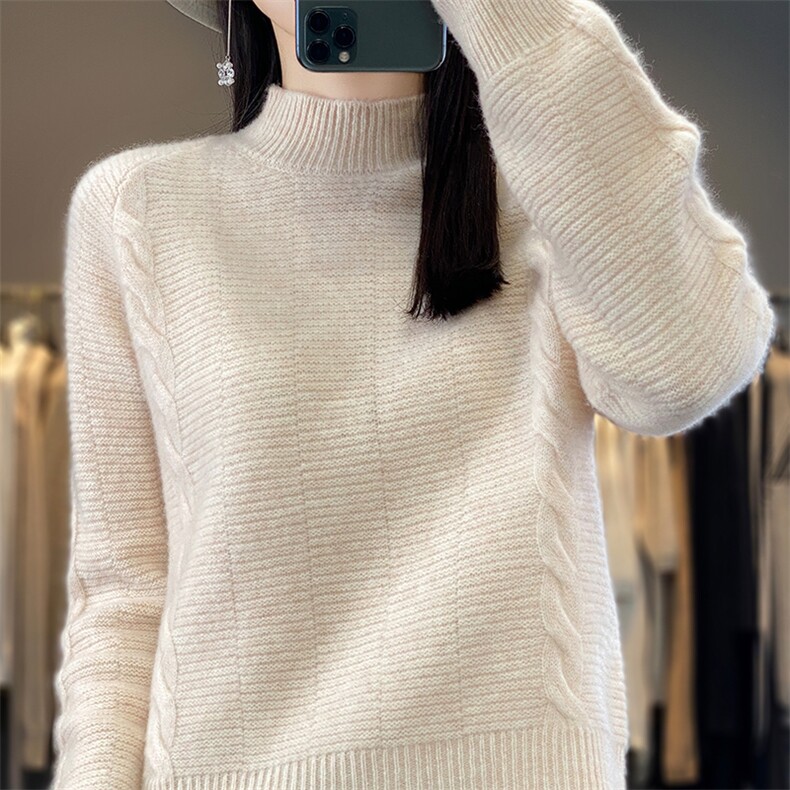 半高领羊毛衫女短款2024年新款秋冬季加厚内搭洋气网红修身显瘦,女装羊毛衫,蒙特羊绒