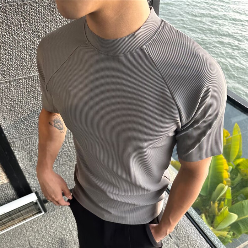 eme新品同款正肩小高领显瘦短袖T恤310A-4-T92-特批20,男装T恤,星座310A-4