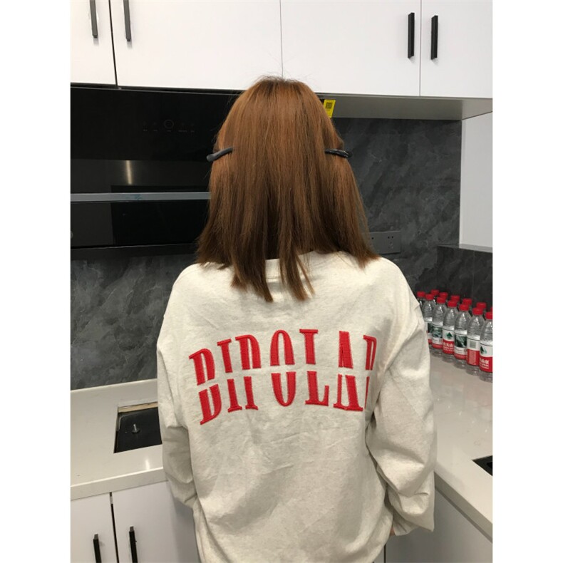 5213-P45好质量#前后刺绣螺纹领包边拉肩休闲长袖，女装卫衣/绒衫，星座617A-2