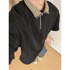 TXB88LL-P38cleanfit美式复古半拉链短袖t恤男高级感痞帅半袖，男装T恤，星座1007（原301D）