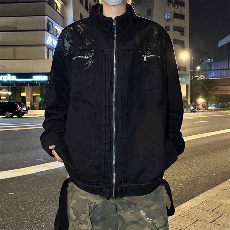 春秋季新款立领夹克外套复古工装宽松休闲上衣外套,男装夹克,星座410-6（原星座1304-1）