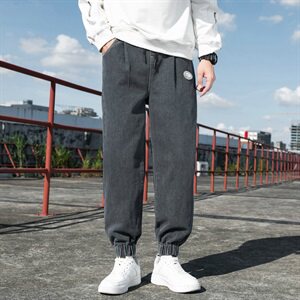 牛仔裤男宽松春秋季百搭帅气束脚裤韩版潮牌休闲裤九分裤DF30T图片