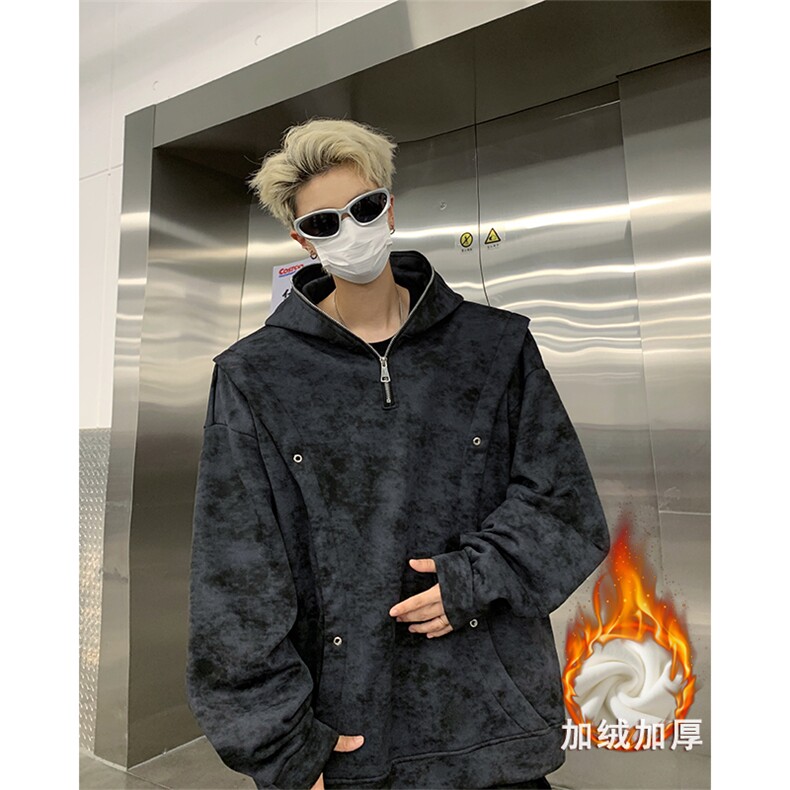 现货水洗脏脏布加绒大码连帽卫衣WY10078-特P45加绒特P50,男装卫衣,电商A059