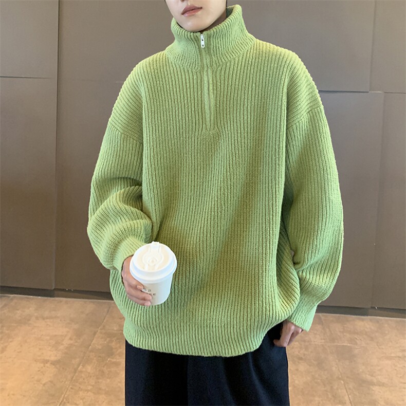 特批P50无差价2025秋季拉链半高领针织衫男装宽松打底毛衣外套，男装T恤，星座1013-6