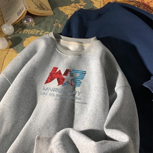 ！圆领卫衣男装港风长袖T恤男外套男WY227-特P23,中筒靴子搭配长外套图片