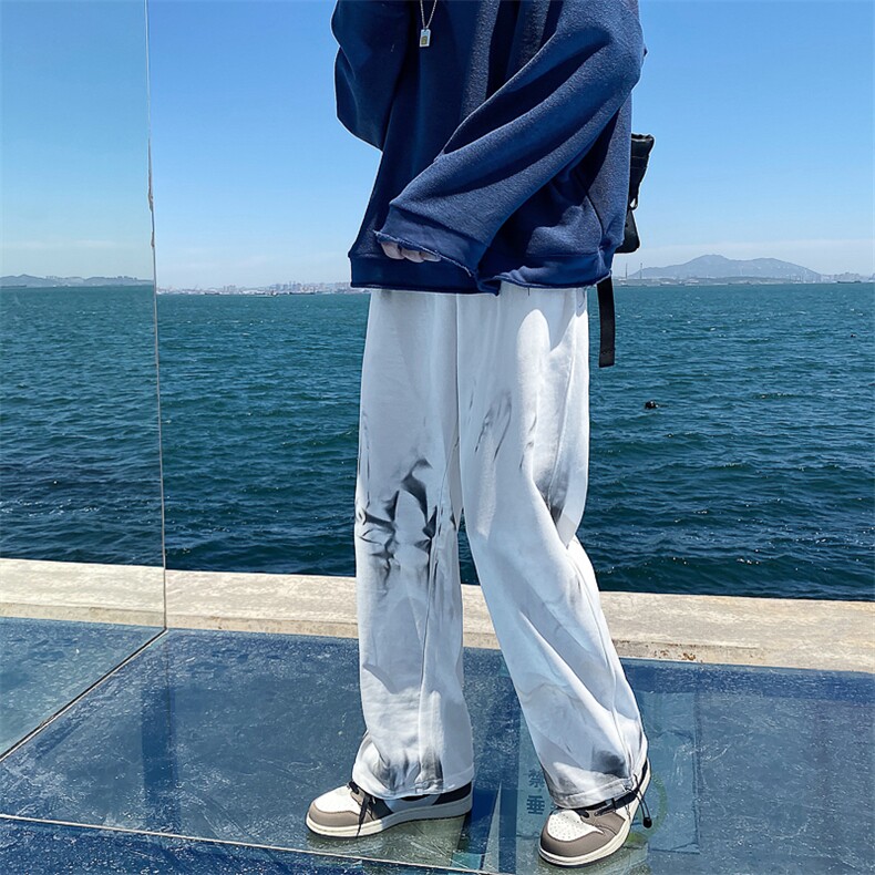 1港风大码长裤潮扎染渐变运动休闲裤男女同款九分K7269P45控69,男装休闲裤,星座226-2