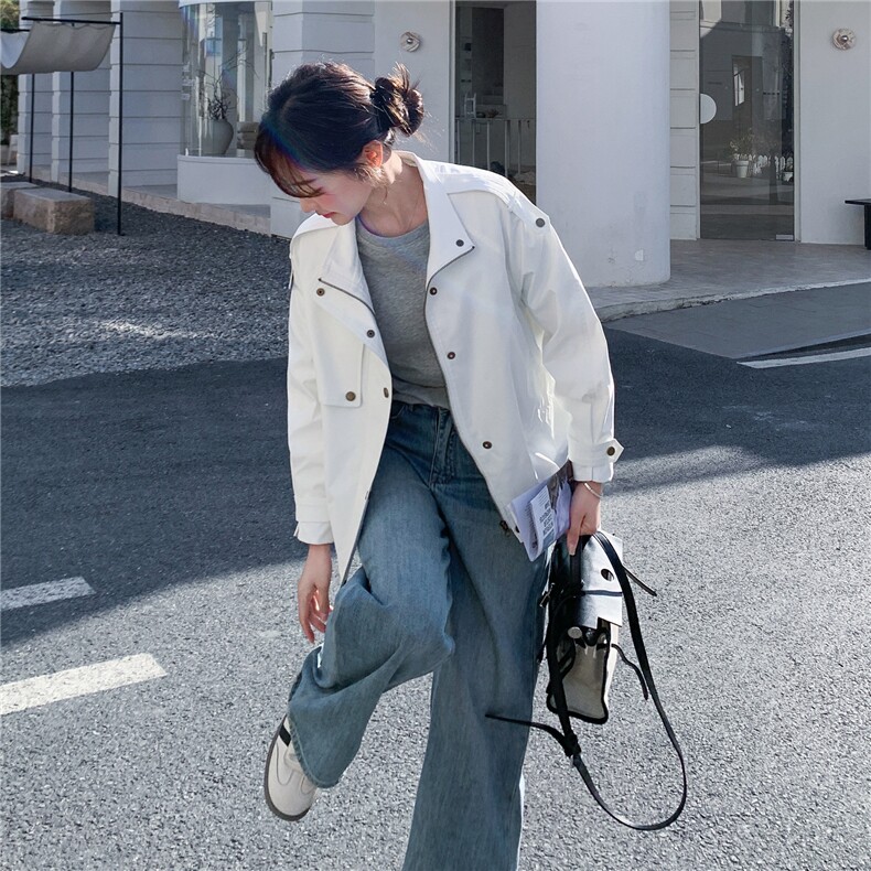时尚简约休闲设计短款风衣女2026春新款巨好看洋气时髦范百搭外套,女装风衣,2D036