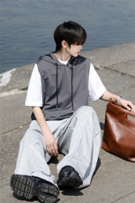M-8XL特大码冰丝速干连帽背心男篮球运动无袖健身服坎肩TDX315P35，男装T恤，电商D206-1