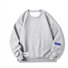 华夫格卫衣圆领卫衣男大码长袖t恤男外套HW76062-P30加绒款-P40，男装卫衣，电商A040