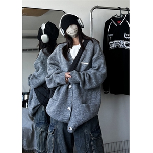 加厚高品质得物抖音直播V领毛衣外套男女同款情侣装W7550-P75图片
