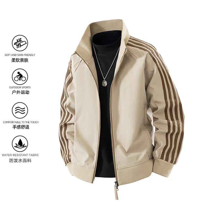 立领开衫夹克男2025新款拉链卫衣条纹运动休闲外套JK02567-P75,男装夹克,星座308B-2