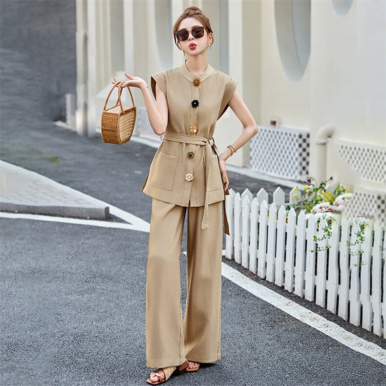 时尚小香风马甲套装女2025夏季新款高端女神范超好阔腿裤两件套潮,女装套装/套裙,布芭啦