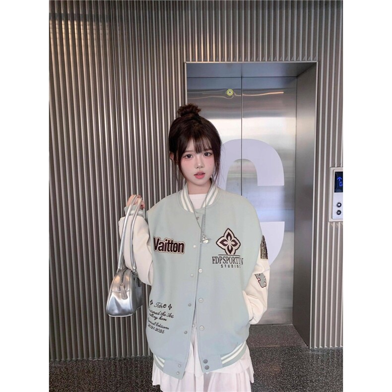 潮春装女款2025年开春新款外套韩系宽松美式复古刺绣夹克棒球服,男装夹克,星座1210-1